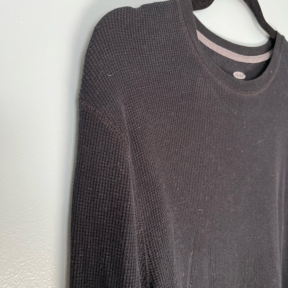 Old Navy Waffle Knit Men’s Long Sleeve Shirt Large Black